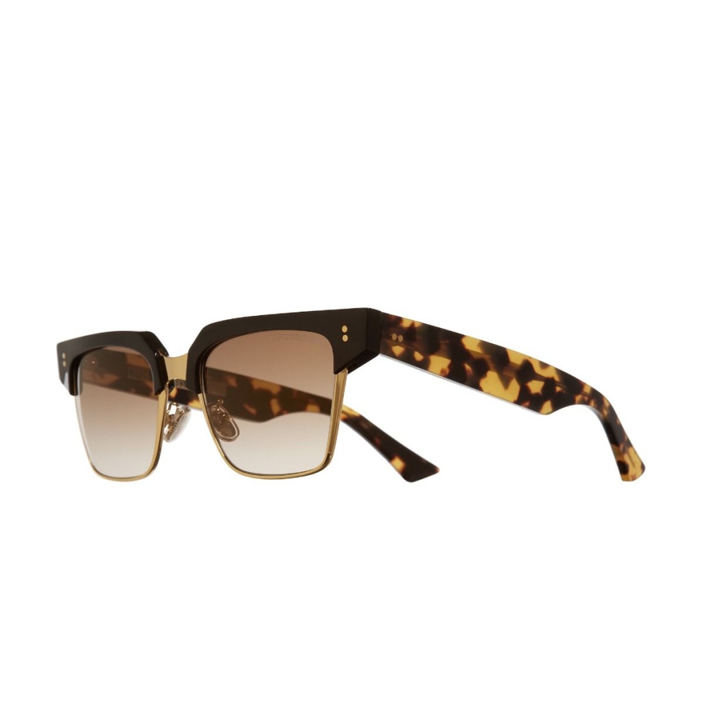 Browline Cutler and Gross CGSN-1348-55-02 Black Taxi & Gold (Brown Lens)