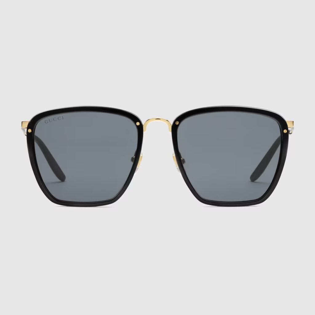 Occhiali da sole in acetato e metallo Gucci GG0673S Gold