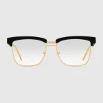 Occhiali quadrati in metallo e acetato Gucci GG0603S Golden Black