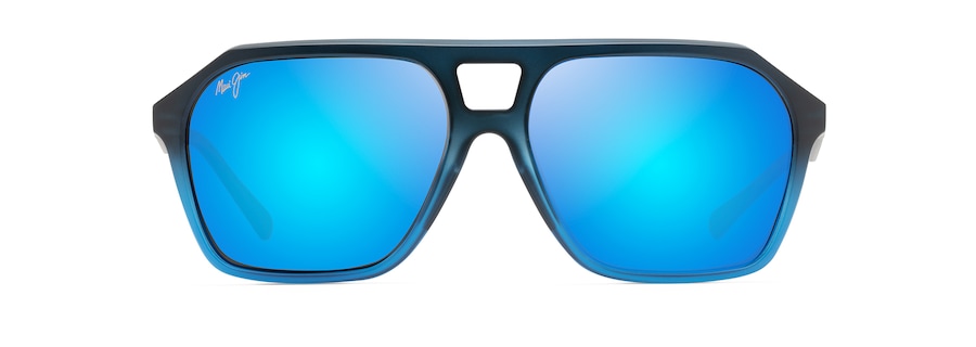 Occhiali da Sole polarizzati aviator WEDGES Maui Jim B880-03 Matte Black Fade to Blue