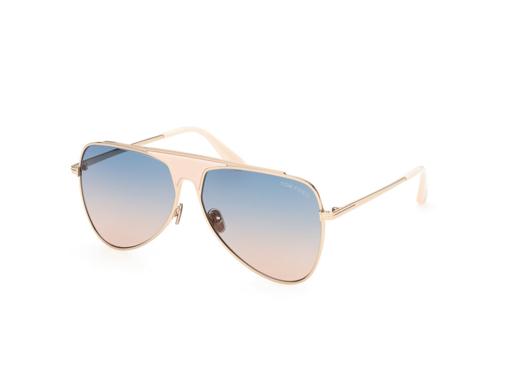 Occhiali da Sole TOM FORD FT0935 ETHAN-28W oro rosé lucido / blu grad