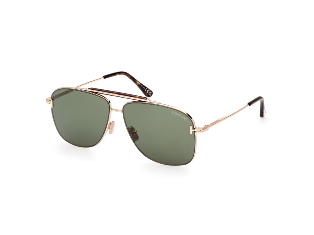 Occhiali da Sole TOM FORD FT1017 JADEN-28N oro rosé lucido / verde