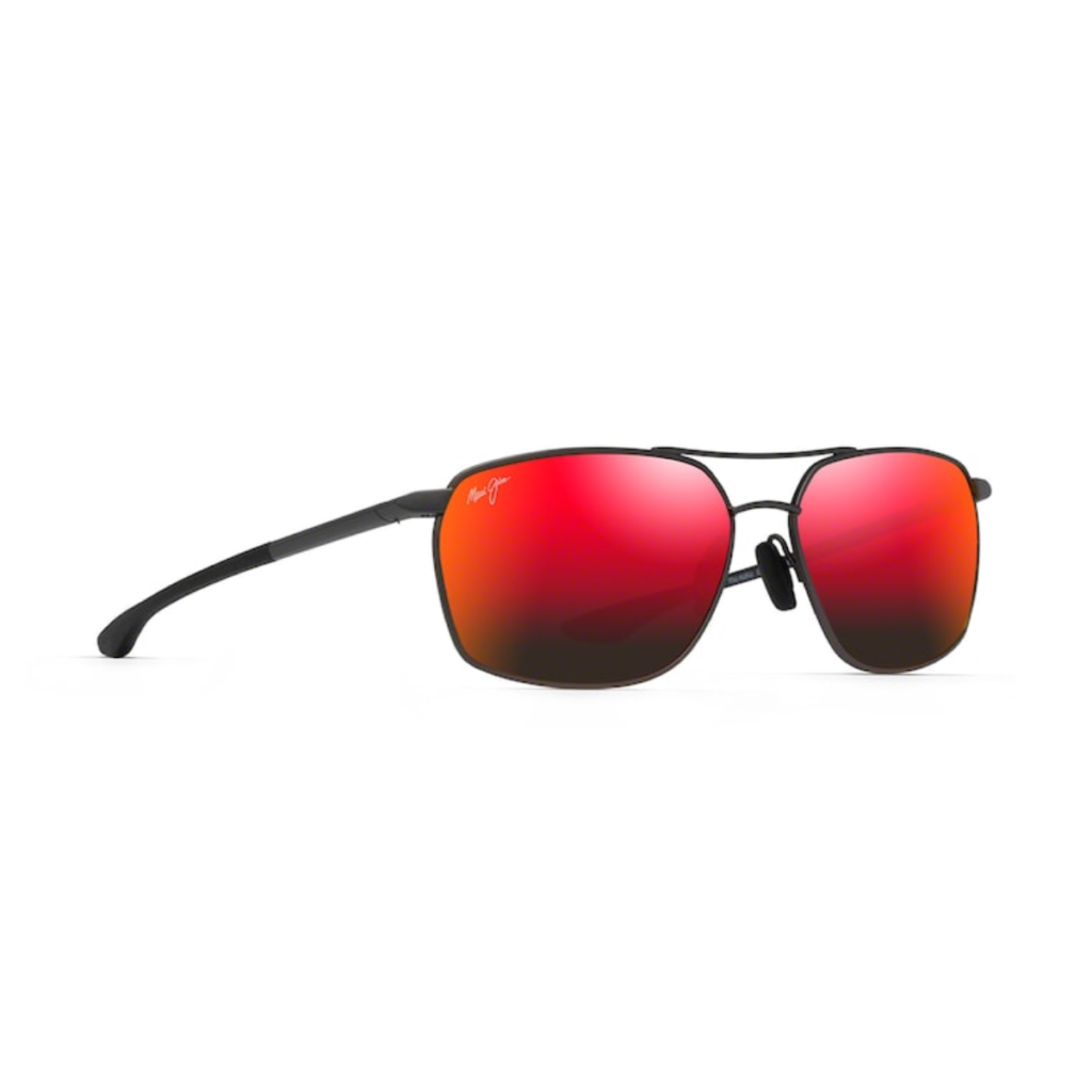 Occhiali da Sole polarizzati rettangolari PUU KUKUI Maui Jim RM857-02 Canna di fucile scuro