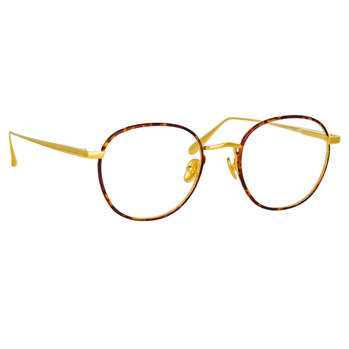 LINDA FARROW JULES OVAL OPTICAL FRAME IN YELLOW GOLD AND TORTOISESHELL LFL1233C3OPT