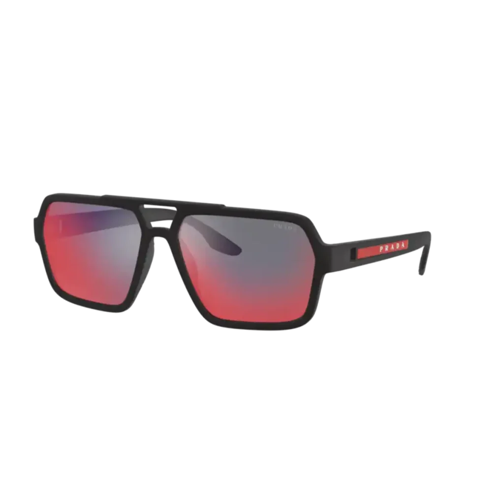 Occhiali da Sole Prada Linea Rossa PS-01XS Nero effetto gommato