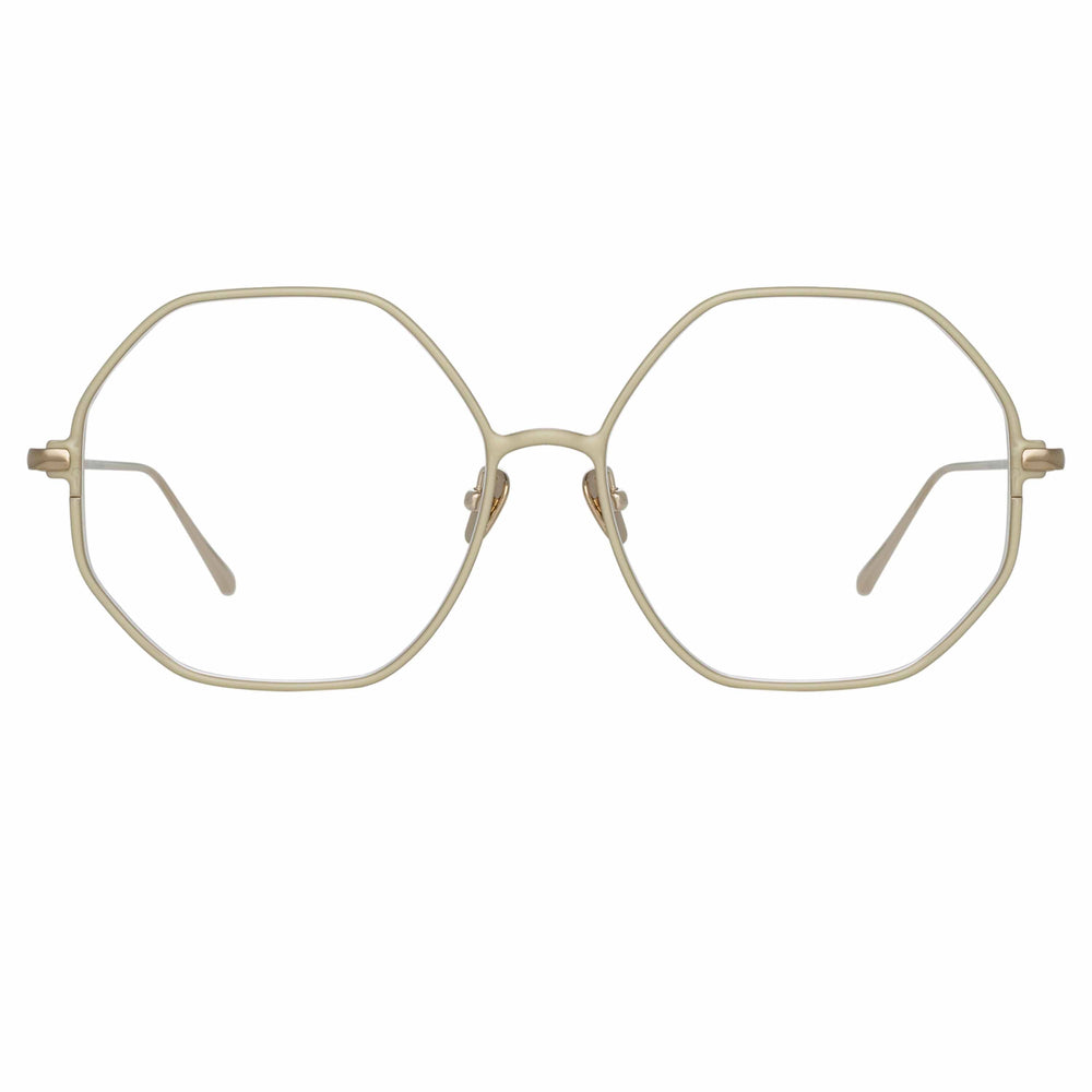 LINDA FARROW LEIF OVERSIZED OPTICAL FRAME IN LIGHT GOLD AND CREAM LFL1148C8OPT