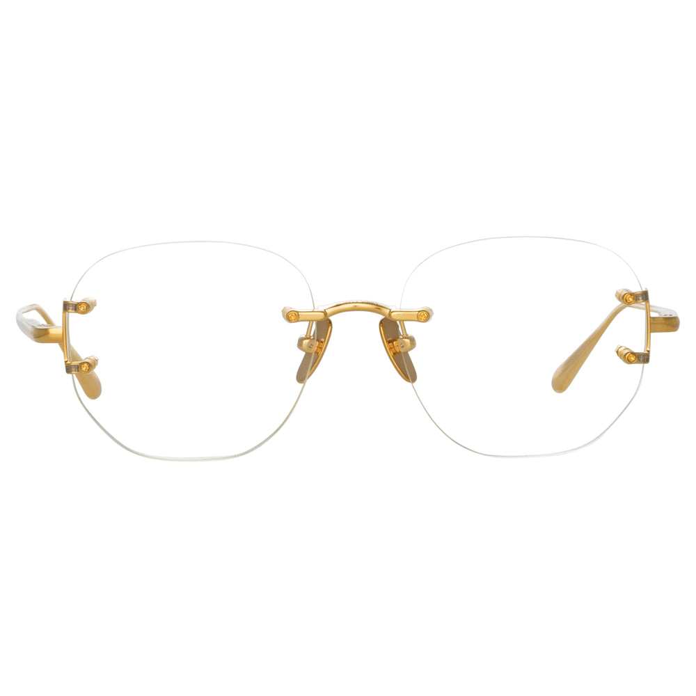 LINDA FARROW SANDOR ANGULAR OPTICAL FRAME IN YELLOW GOLD