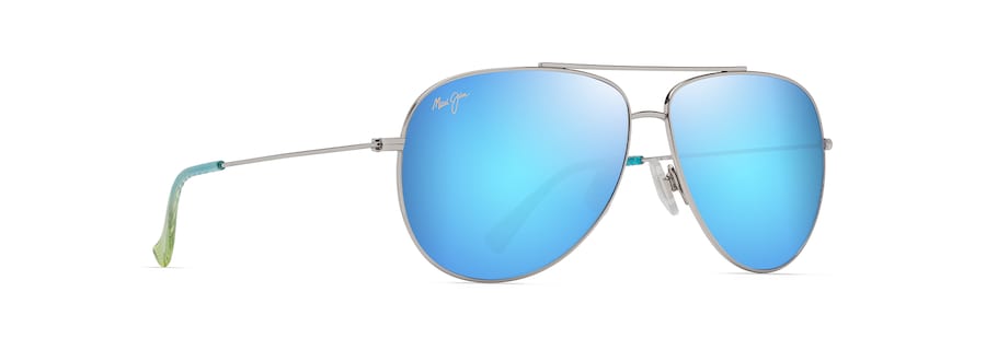 Occhiali da Sole Maui Jim HAU‘OLI XL B674-17B Argento lucido con blu e verde