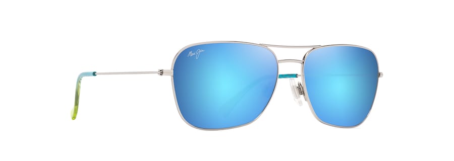 Occhiali da Sole Maui Jim NA‘AUAO B675-17B Argento lucido con blu e verde