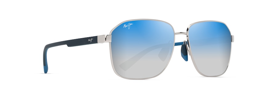 Occhiali da Sole Maui Jim ‘ONIPA‘A ASIAN FIT DBS651-17 Argento lucido con blu scuro