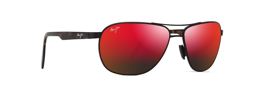 Occhiali da Sole Maui Jim CASTLES RM728-02A Nero opaco laccato con havana scuro